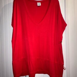 CAbi Bold Red V-Neck Blouse